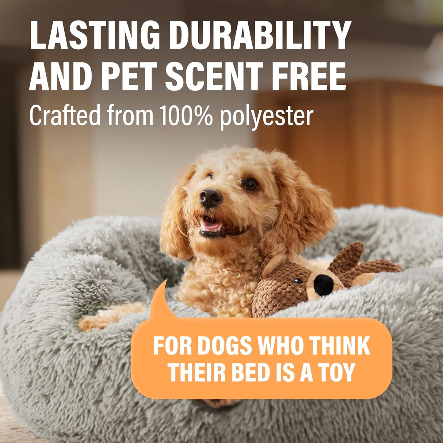 Ultimate Large Dog Bed - Calming Orthopedic Support for Anxiety Relief & Joint Comfort, Washable & Stylish in Dark Grey, Perfect for Dogs up to 45lbs