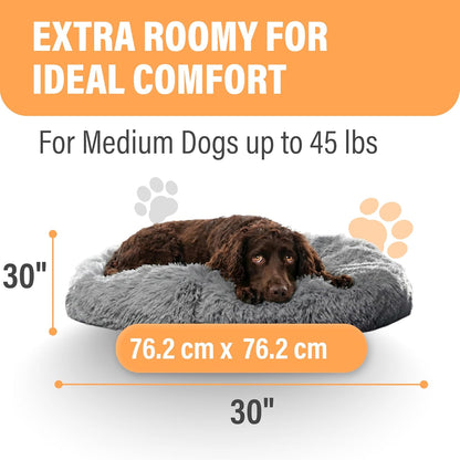 Ultimate Large Dog Bed - Calming Orthopedic Support for Anxiety Relief & Joint Comfort, Washable & Stylish in Dark Grey, Perfect for Dogs up to 45lbs