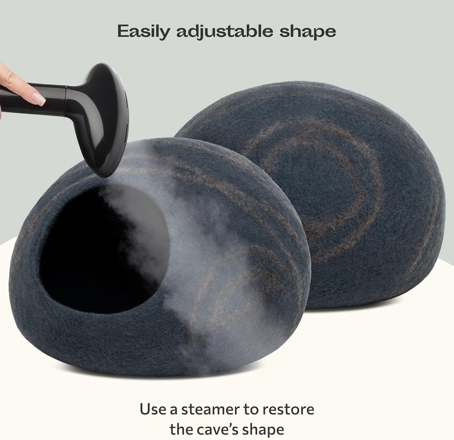 Luxurious Handmade Merino Wool Cat Cave - Slate Grey Large Felt Bed for Indoor Cats
