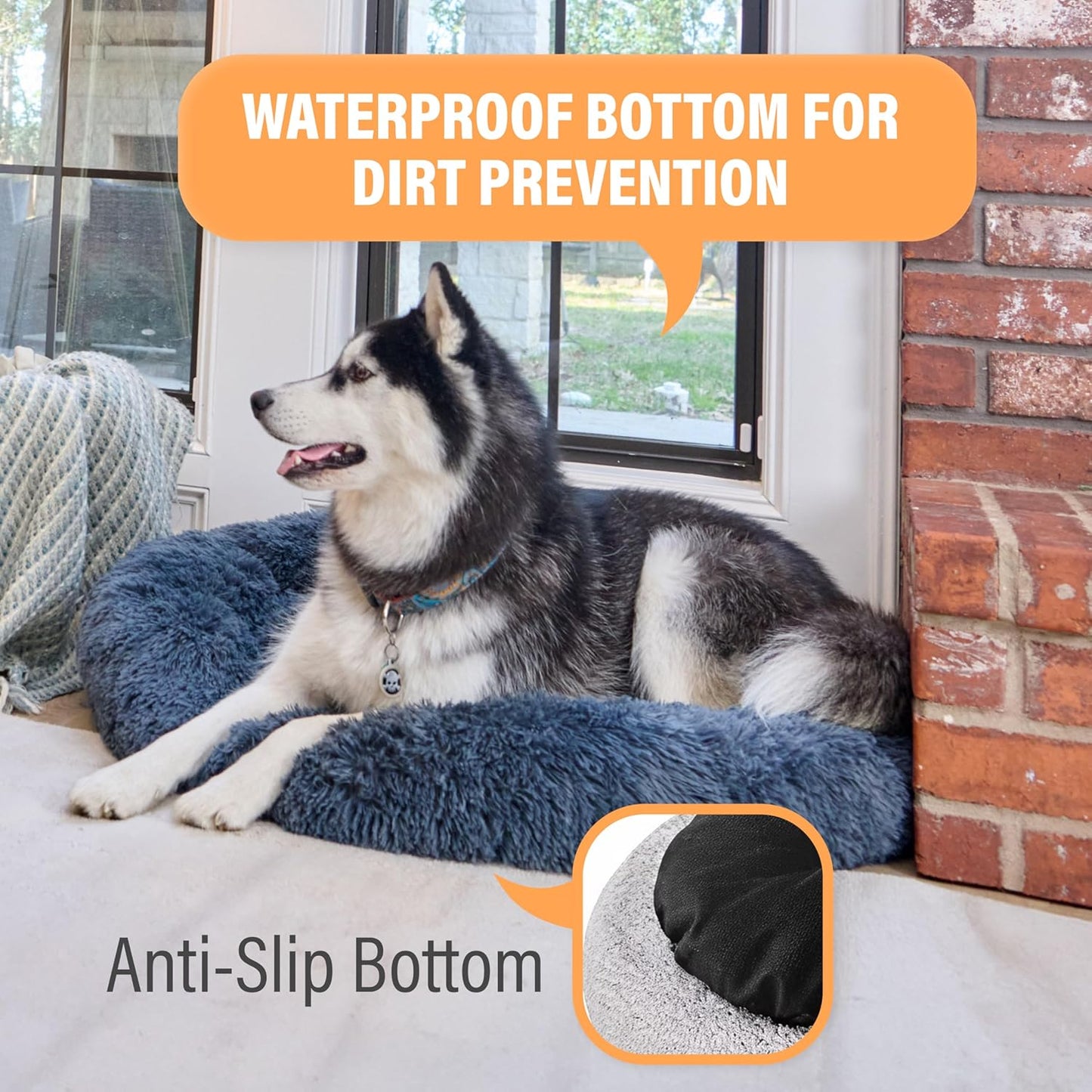 Ultimate Large Dog Bed - Calming Orthopedic Support for Anxiety Relief & Joint Comfort, Washable & Stylish in Dark Grey, Perfect for Dogs up to 45lbs