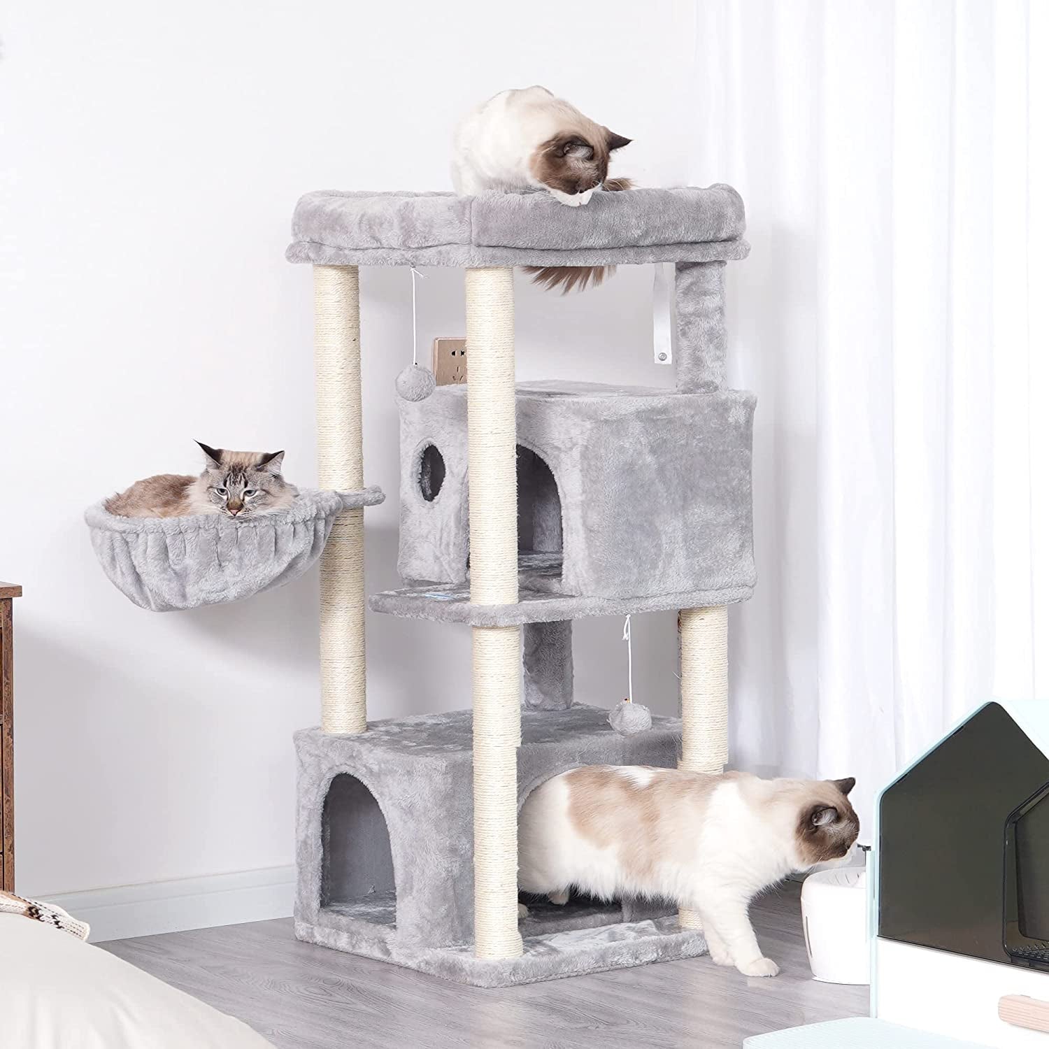 Ultimate Multi-Level Cat Tree Condo - Spacious Tower Furniture with Sisal Scratching Posts, Plush Condos & Big Perches for Large Cats!