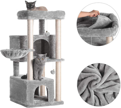 Ultimate Multi-Level Cat Tree Condo - Spacious Tower Furniture with Sisal Scratching Posts, Plush Condos & Big Perches for Large Cats!