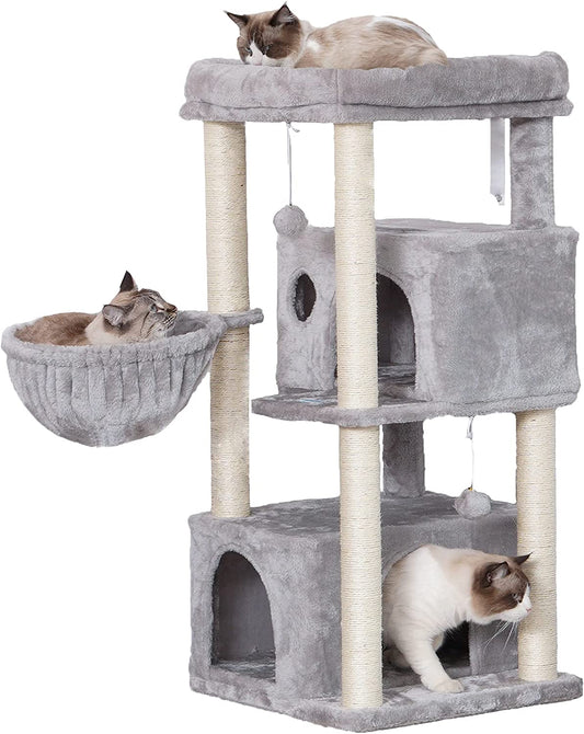 Ultimate Multi-Level Cat Tree Condo - Spacious Tower Furniture with Sisal Scratching Posts, Plush Condos & Big Perches for Large Cats!
