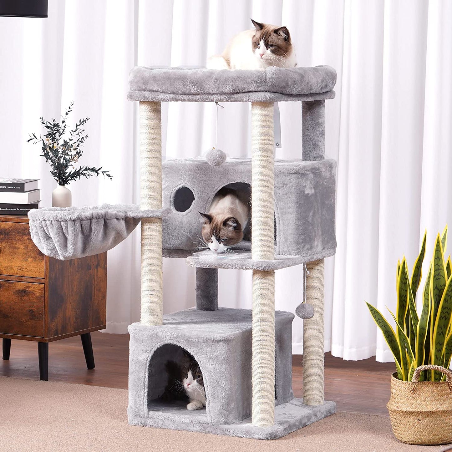 Ultimate Multi-Level Cat Tree Condo - Spacious Tower Furniture with Sisal Scratching Posts, Plush Condos & Big Perches for Large Cats!