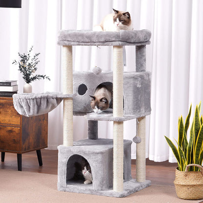 Ultimate Multi-Level Cat Tree Condo - Spacious Tower Furniture with Sisal Scratching Posts, Plush Condos & Big Perches for Large Cats!