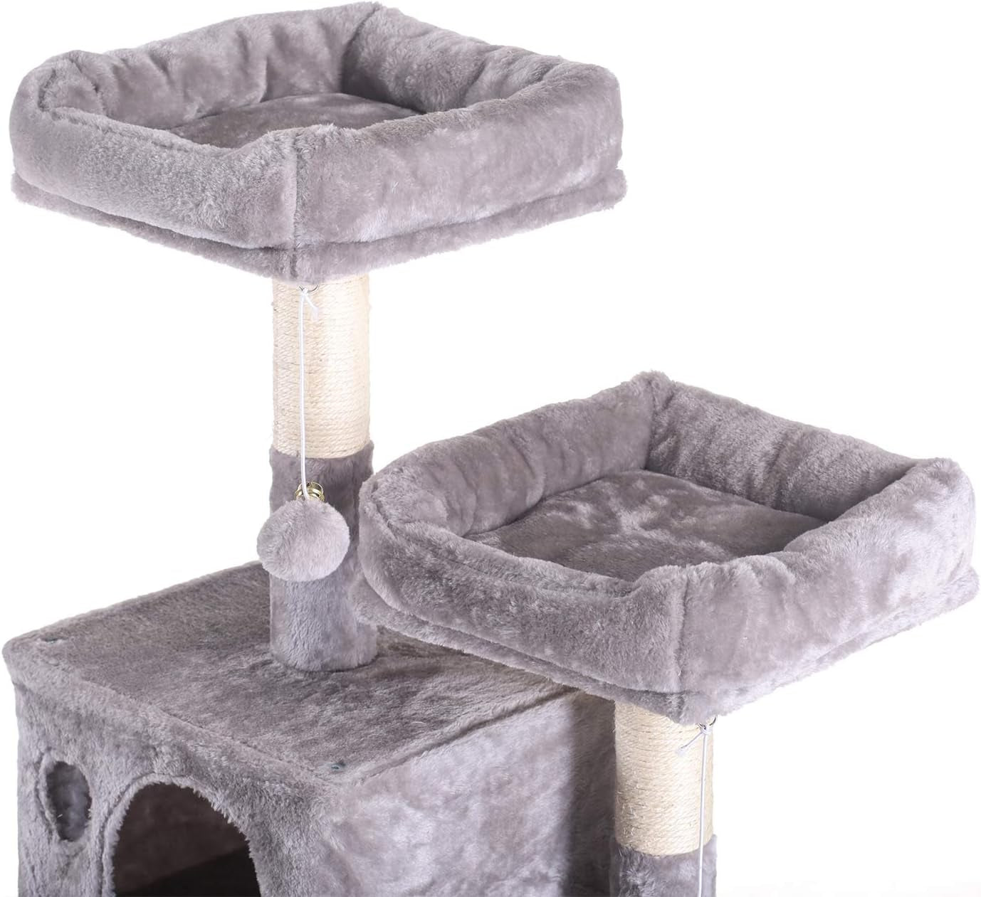 Hey-Bro 60" Large Multi-Level Cat Tree with Scratching Posts, Plush Condos & Perches - Perfect for Cats & Kittens - Light Gray