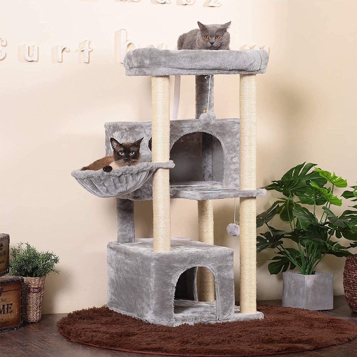 Ultimate Multi-Level Cat Tree Condo - Spacious Tower Furniture with Sisal Scratching Posts, Plush Condos & Big Perches for Large Cats!
